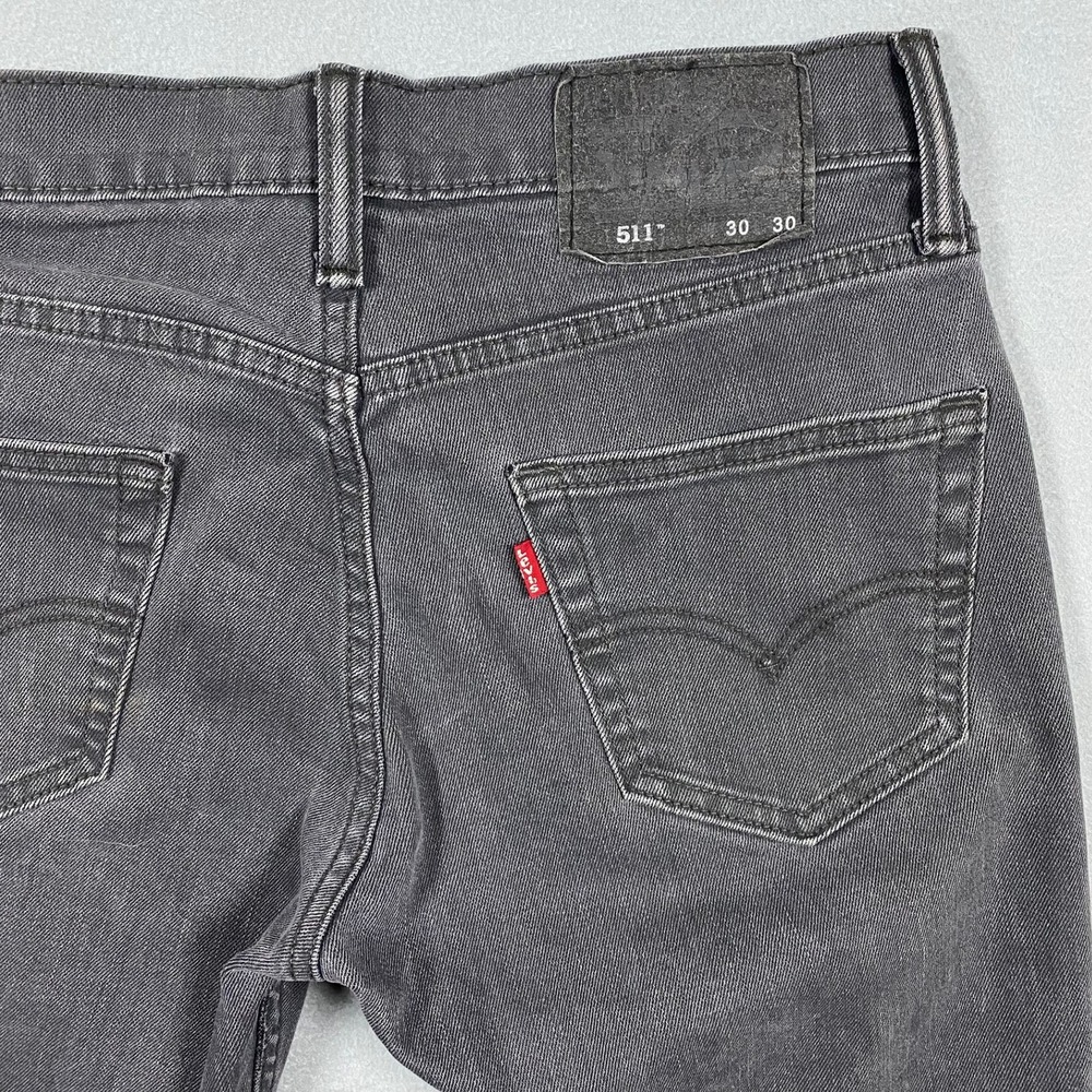Levis 511 Slim‎ Fit Jeans Mens 30x30 Charcoal Gray Stretch Denim 04511-1651